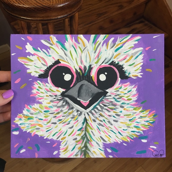 Other - Whimsical Ostrich Painting